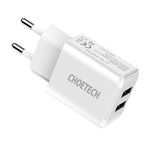 Wall Charger CHOETECH, 2*USB-A Ports, White