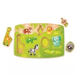 Puzzle Hape E1405 Puzzle din lemn cu buton Jungla