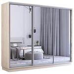 Dulap Mobildor-Lux Fox uși glisante din oglinzi (260x60x200H cm) Sonoma