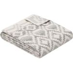 Домашний текстиль Ibena 2414/800 Jacquard Baumwolldecke Amora mith GOTS Zertifikat Grey/white