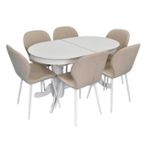 Комплект стол и стулья Evelin di Costacurta стол HV-31N White + 6 стульев YTC-064Wh Bjorn-24 Light beige