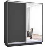 Шкаф Mobildor-Lux Раздвижные двери Fox из зеркала и ДСП (180x60x200H см) Антрацит