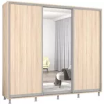 Dulap Mobildor-Lux Aron uși glisante din oglindă și PAL (240x60x210H cm) Sonoma