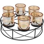 Свеча Holland 48242 Подсвечник стеклянный на 5 свечей, подставка металл D25cm