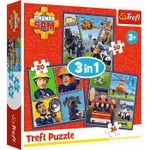 Головоломка Trefl 34868 Puzzles 3in1 Fireman Sam' day, Prism A&D Fireman Sam