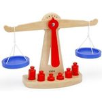 Jucărie educativă Viga 50660 Balanță din lemn cu greutăți