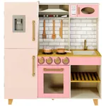 Bucătărie și veselă de jucărie Richi (63222) Bucatarie din lemn pentru fetite, cu sunete si lumini