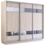 Dulap Mobildor-Lux Fox uși glisante din PAL cu elemente din oglindă (240x60x240H cm) Sonoma