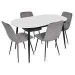 Комплект стол и стулья Evelin di Costacurta стол DT-533R B + 4 стула YTC-080B Blu-14 (Dark grey)