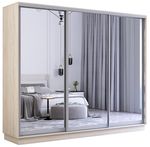 Dulap Mobildor-Lux Fox uși glisante din oglinzi (270x60x220H cm) Sonoma