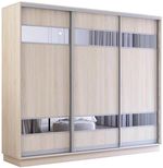 Dulap Mobildor-Lux Fox uși glisante din PAL cu elemente din oglindă (250x60x200H cm) Sonoma