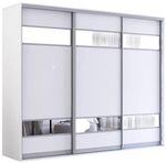 Шкаф Mobildor-Lux Fox uși glisante din PAL cu elemente din oglindă (270x60x210H cm) Alb