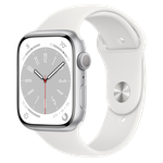 Apple Watch Series 8 GPS, 45mm Silver Aluminium Case with White Sport Band, MP6Q3 (usa)