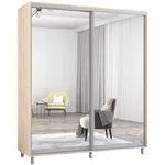 Dulap Mobildor-Lux Aron cu uși glisante din oglinzi (190x60x210H cm) Sonoma