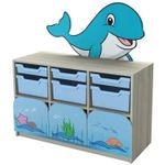 Dulap pentru instituții Tisam Sea Adventures #13 Whale, Fag Artizanal/Albastru (5713 MDF+F)