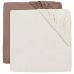 Lenjerie de pat pentru copii Jollein 2511-507-68115 Cearsaf cu elastic Jersey Milky Coffee/Ivory, 120x60cm, 2buc