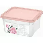 Короб для хранения Бытпласт 46353 Контейнер с крышкой Econova 2l, 19x15.7x9cm, розовые цветы