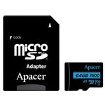 Флеш карта памяти SD Apacer AP64GMCSX10U7-R microSDXC UHS-I U3 V30 R100 64GB