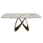 Masă Deco Rino 180/260x100xH76 White (KL-188) + Black Legs