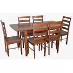 Комплект стол и стулья Evelin di Costacurta стол HV-29V Burnish Oak + 6 стульев GLORIA Burnish/Ekea12 Dark Brown