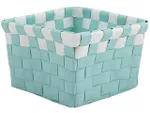 Cos împletit MSV 14X14X9cm verde cu alb, plastic