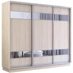 Dulap Mobildor-Lux Fox uși glisante din PAL cu elemente din oglindă (270x60x210H cm) Sonoma