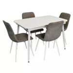 Комплект стол и стулья Evelin di Costacurta стол DT-531R Wh + 4 стула YTC-078Wh UF885-14 (Grey)