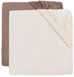 Детское постельное белье Jollein 2511-507-68115 Cearsaf cu elastic Jersey Milky Coffee/Ivory, 120x60cm, 2buc