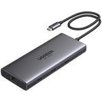 Переходник для IT Ugreen 15534 HUB 10in1 USB-C to 2*HDMI(8K@30Hz)+USB-A3.0+USB-C3.0+2*USB-A2.0+SD/TF+GigabitRJ45+PD(100W), CM639, Space Gray