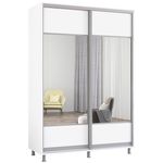 Шкаф Mobildor-Lux Aron-P uși glisante din PAL cu oglindă orizontal (160x60x200H cm) Alb Brilliant