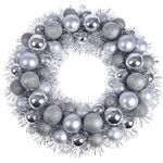 Новогодний декор Promstore 49331 Венок рождественский из шаров D39cm, серебряный