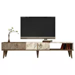 Comodă TV Trendy Milano, Nuc, Marmura Alba 180x40x35cm