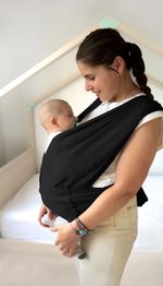 Sistem de purtare wrap elastic pentru bebelusi BabyJem Black