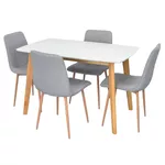Комплект стол и стулья Evelin di Costacurta стол Cooper White Bella beech + 4 стула XR-154Wo Light grey3