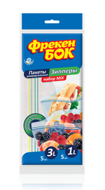 Pachete-zipper pentru păstrare şi congelare Freken Bok, 1L +  3L, 5 buc.