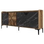 Casetieră Trendy Venedik, Nuc, Marmura Neagra 180x78x35cm