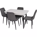 Комплект стол и стулья Evelin di Costacurta cтол DT-432-1R B + 4 стула YTC-078B Bluvel-14 (Dark grey)