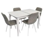 Комплект стол и стулья Evelin di Costacurta стол HV-29V White + 4 стула YTC-078Wh UF885-14 Grey