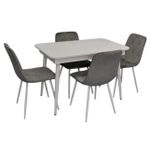 Комплект стол и стулья Evelin di Costacurta стол DT-431-1R Wh + 4 стула YTC-080Wh Light grey