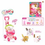 Jucărie ToyMall 008801 Pisica cu sunete, carucior si accesorii