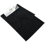 Covoraș de baie Hydro S 0440206 Set 2 covorase pentru WC din chenila cu fir lung, negru, 50x40cm/50x80cm