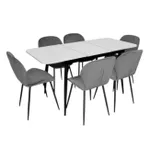 Комплект стол и стулья Evelin di Costacurta стол DT-531R B + 6 стульев YTC-064B Blu-14 (Dark grey)