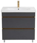 Dulap pentru lavoar Mashtab 12335 Torino (Sava) cu 2 sertare fara mâner 800x470x850 Stejar-Antracit