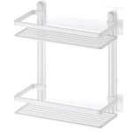 Raft de baie Teknotel ES067 Raft 2 niveluri 12x26x27cm, metal alb