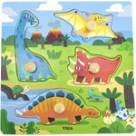 Puzzle Viga 44596 Puzzle din lemn cu buton Dinozauri