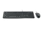 Keyboard & Mouse Logitech MK120, Thin profile, Spill-resistant, Quiet typing, Black, USB
