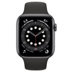Apple Watch Series 6 GPS, 44mm, Aluminum Case with Black Sport Band, M00H3 GPS, Space Gray