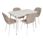 Комплект стол и стулья Evelin di Costacurta стол DT-531R Wh + 4 стула YTC-064Wh Bjorn-24 (Light beige)