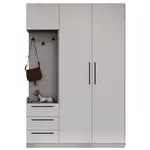 Mobilă pentru antreu Bayro Serenity 1500x2200x518 de colț stâng light grey cu 3 sertare