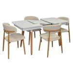 Set masă și scaune Evelin di Costacurta стол DT-432-1R Wo + 4 стула QT-284Wo Light beige